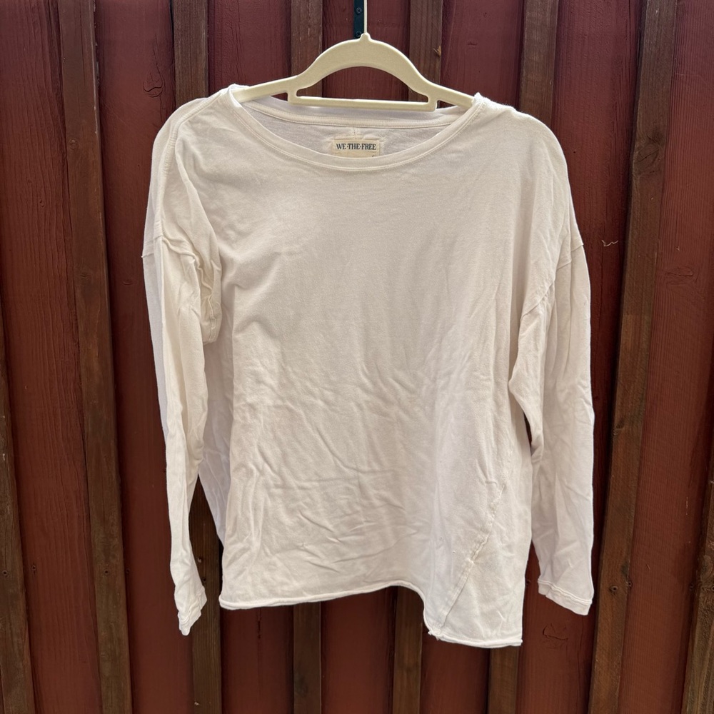 We The Free People White Nina Long Sleeve Shirt Size Small Women Tears